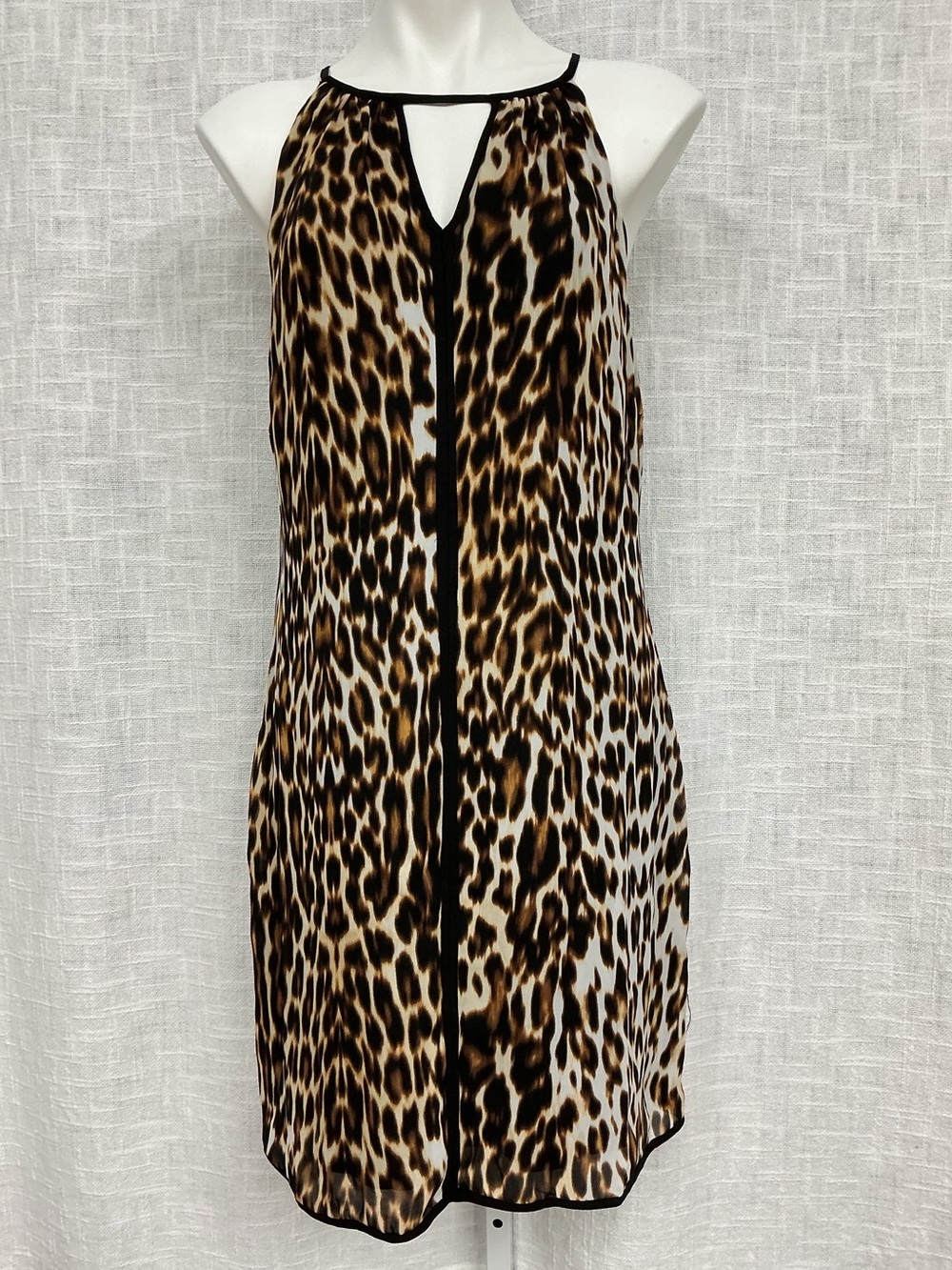 Worthington Leopard Print Halter Dress in Brown and Black